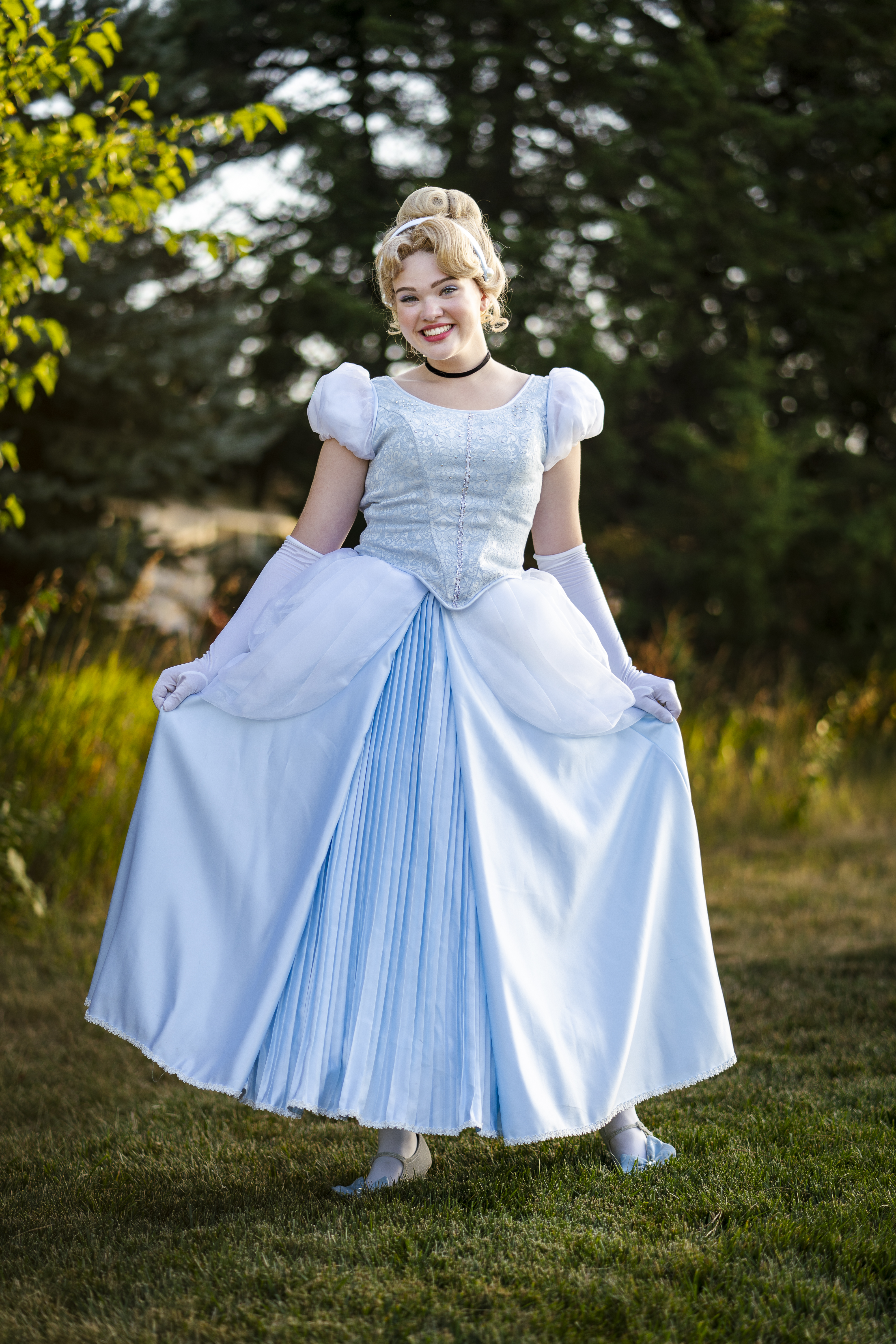 Cinderella character in blue ballgown